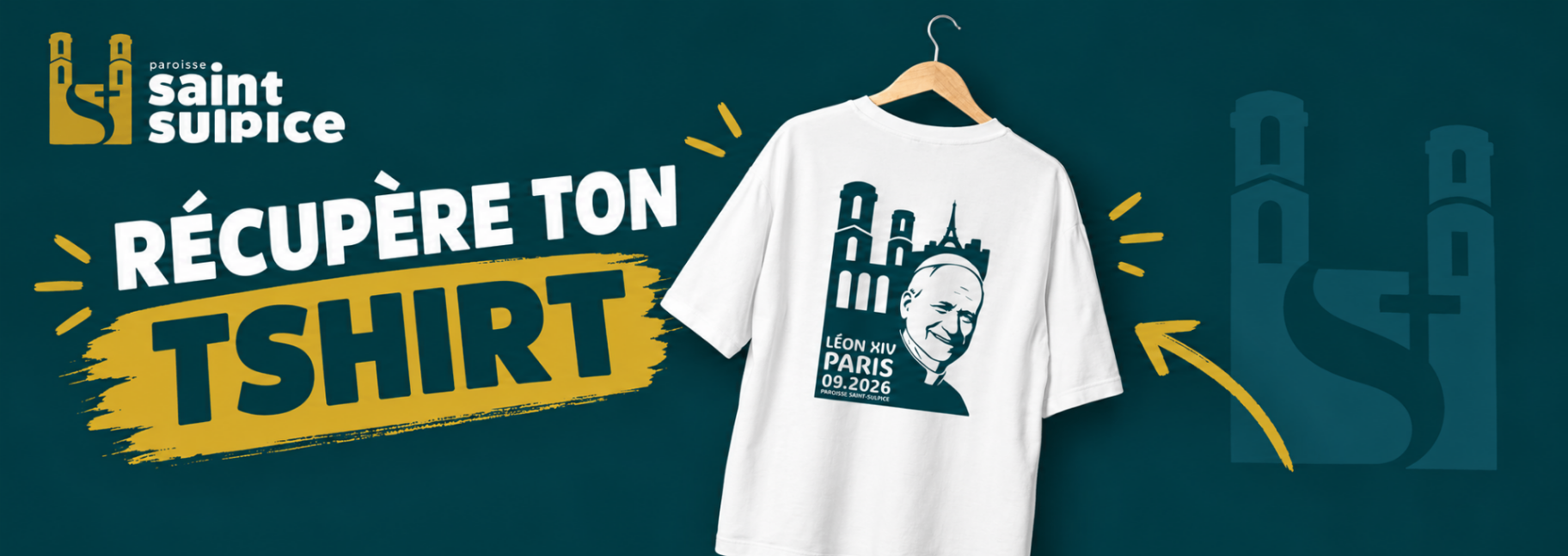 T-Shirt - Pape à Paris — avec la Paroisse Saint Sulpice